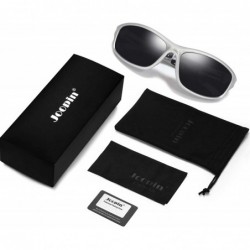 Sport Polarized Sport Sunglasses for Men Women UV400 Sports Sun Glasses Shades - Silver Frame Black Lens - CH195NGITSW $14.90