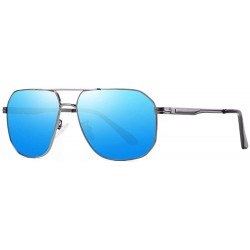 Square Men's Polarized Sunglasses Women Driving Brilliant Sunglasses Metal Square Sunglasses - E - C218Q7XY62O $26.38