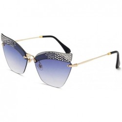 Rimless Frameless Diamond Sunglasses Sunglasses Female European And American Stars Fashion Glasses - CE18X98O035 $14.34