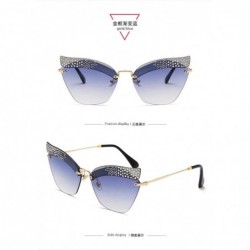 Rimless Frameless Diamond Sunglasses Sunglasses Female European And American Stars Fashion Glasses - CE18X98O035 $14.34