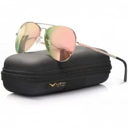 Square Aviator Sunglasses for Men Women Polarized - UV 400 Protection with case 60MM - 15-mirrored Pink Lens - C91974NX5E2 $3...