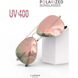 Square Aviator Sunglasses for Men Women Polarized - UV 400 Protection with case 60MM - 15-mirrored Pink Lens - C91974NX5E2 $1...