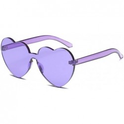Sport Heart Shaped Rimless Sunglasses Candy Steampunk Lens for women girl - Purple - CK18DM8SD4N $18.88