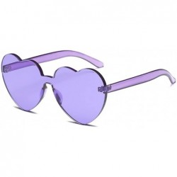 Sport Heart Shaped Rimless Sunglasses Candy Steampunk Lens for women girl - Purple - CK18DM8SD4N $10.60