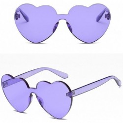Sport Heart Shaped Rimless Sunglasses Candy Steampunk Lens for women girl - Purple - CK18DM8SD4N $10.60