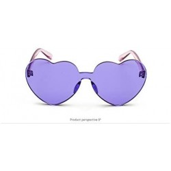 Sport Heart Shaped Rimless Sunglasses Candy Steampunk Lens for women girl - Purple - CK18DM8SD4N $10.60