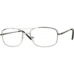 Rectangular Mens Metal Rim Classic Rectangular Bifocal Reading Eye Glasses - Silver - CB18D98LHWZ $9.26