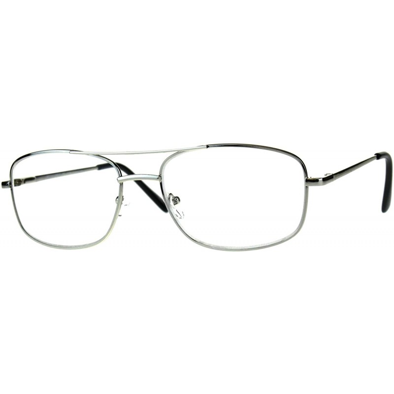 Rectangular Mens Metal Rim Classic Rectangular Bifocal Reading Eye Glasses - Silver - CB18D98LHWZ $9.26