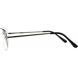 Rectangular Mens Metal Rim Classic Rectangular Bifocal Reading Eye Glasses - Silver - CB18D98LHWZ $9.26