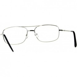 Rectangular Mens Metal Rim Classic Rectangular Bifocal Reading Eye Glasses - Silver - CB18D98LHWZ $9.26