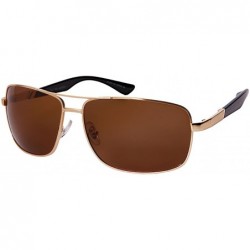 Rectangular Oversized Metal Polarized Aviators 1205-P - Matte Gold - C8182ZRH2Y8 $20.92