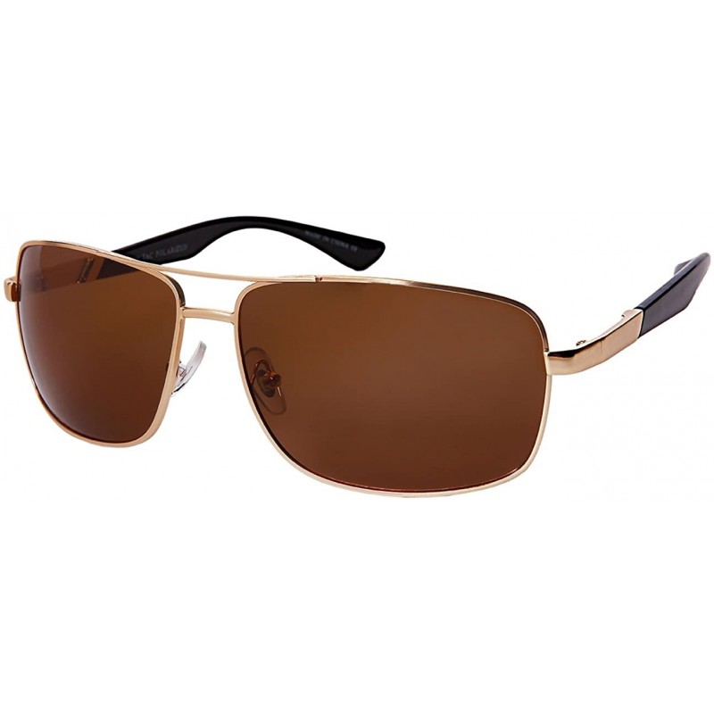 Rectangular Oversized Metal Polarized Aviators 1205-P - Matte Gold - C8182ZRH2Y8 $11.03