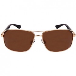 Rectangular Oversized Metal Polarized Aviators 1205-P - Matte Gold - C8182ZRH2Y8 $11.03