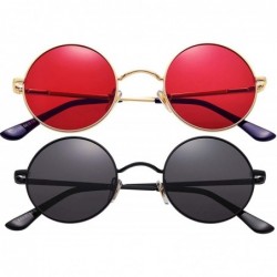 Sport 2-Pack John Lennon Style Round Sunglasses for Men Women Polarized Small Circle Sun Glasses - CZ192EE3S4Z $29.36