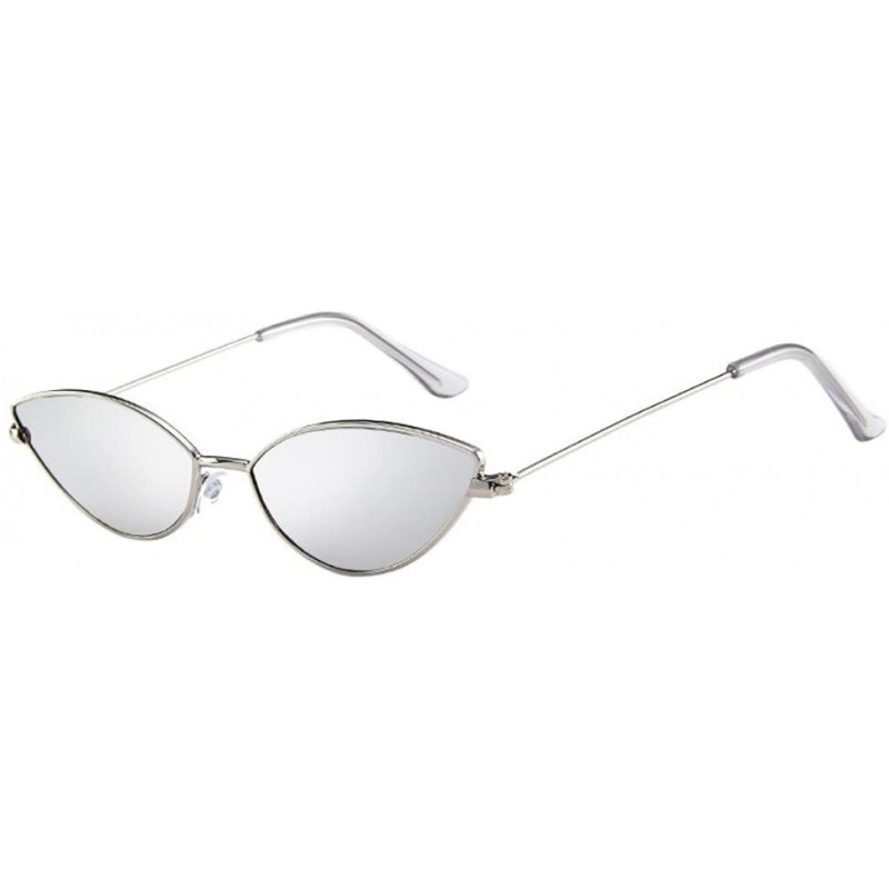 Cat Eye Cat Eye Sunglasses for Women Men Vintage Oval Small Frame Sun Glasses Eyewear (E) - E - CZ1902MR5QZ $7.84