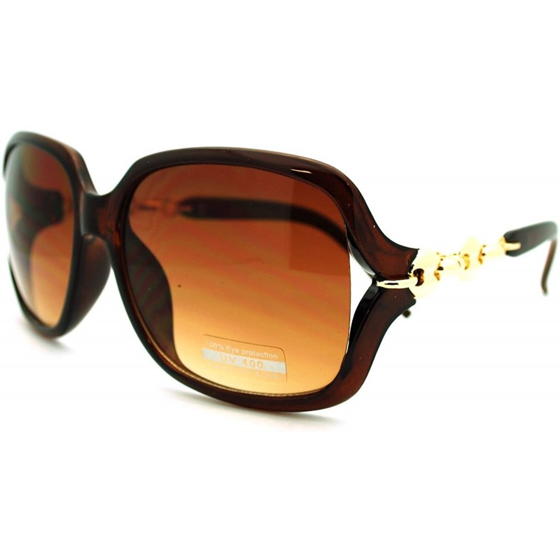 Square Luxurious Fashion Women's Sunglasses Oversized Square - Brown - CM186I4Q80A $9.37