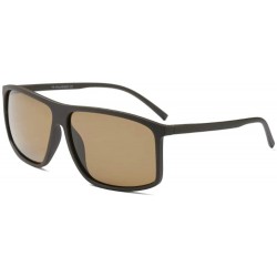 Square Wide Polarized Sunglasses for Men 65mm Ultralight TR90 Rectangular Square Frame - Brown - C118H546NXZ $37.44