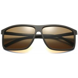 Square Wide Polarized Sunglasses for Men 65mm Ultralight TR90 Rectangular Square Frame - Brown - C118H546NXZ $22.83