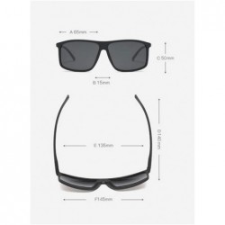 Square Wide Polarized Sunglasses for Men 65mm Ultralight TR90 Rectangular Square Frame - Brown - C118H546NXZ $22.83