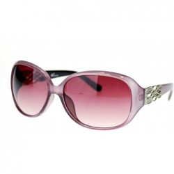 Oval Womens Luxury Large Round Plastic Metal Jewel Hinge Butterfly Sunglasses - Pink - CQ11NSKXJJZ $23.70