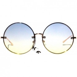 Oversized SIMPLE Oversize Round Two Tone Color Fashion Sunglasses for Women - Light Blue Yellow - CM18ZTX4QYU $14.99