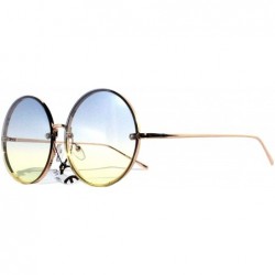 Oversized SIMPLE Oversize Round Two Tone Color Fashion Sunglasses for Women - Light Blue Yellow - CM18ZTX4QYU $14.99