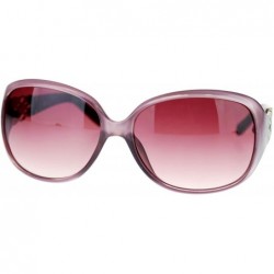 Oval Womens Luxury Large Round Plastic Metal Jewel Hinge Butterfly Sunglasses - Pink - CQ11NSKXJJZ $13.41