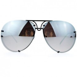 Round Oversized Round Aviator Sunglasses Mirror Lens Metal Rims in Back Spring Hinge - Black (Silver Mirror) - CJ1875OX75X $1...