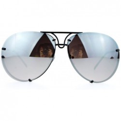 Round Oversized Round Aviator Sunglasses Mirror Lens Metal Rims in Back Spring Hinge - Black (Silver Mirror) - CJ1875OX75X $1...