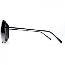 Round Oversized Round Aviator Sunglasses Mirror Lens Metal Rims in Back Spring Hinge - Black (Silver Mirror) - CJ1875OX75X $1...