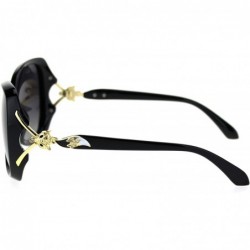 Butterfly Polarized Lens Womens Fox Tail Rhinestone Butterfly Plastic Sunglasses - Black Smoke - CB18TN33GIR $17.67