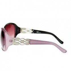 Oval Womens Luxury Large Round Plastic Metal Jewel Hinge Butterfly Sunglasses - Pink - CQ11NSKXJJZ $13.41