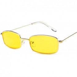 Square Women Metal Sunglasses Men Retro Small Square Sun Glasses Female Yellow Pink Lens Frame Shades Eyeglass 2018 - CQ197A2...