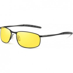 Rectangular Polarized Sunglasses Driving Photosensitive Glasses 100% UV protection - Black/Yellow - C918QCZRTDW $32.66