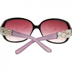 Oval Womens Luxury Large Round Plastic Metal Jewel Hinge Butterfly Sunglasses - Pink - CQ11NSKXJJZ $13.41