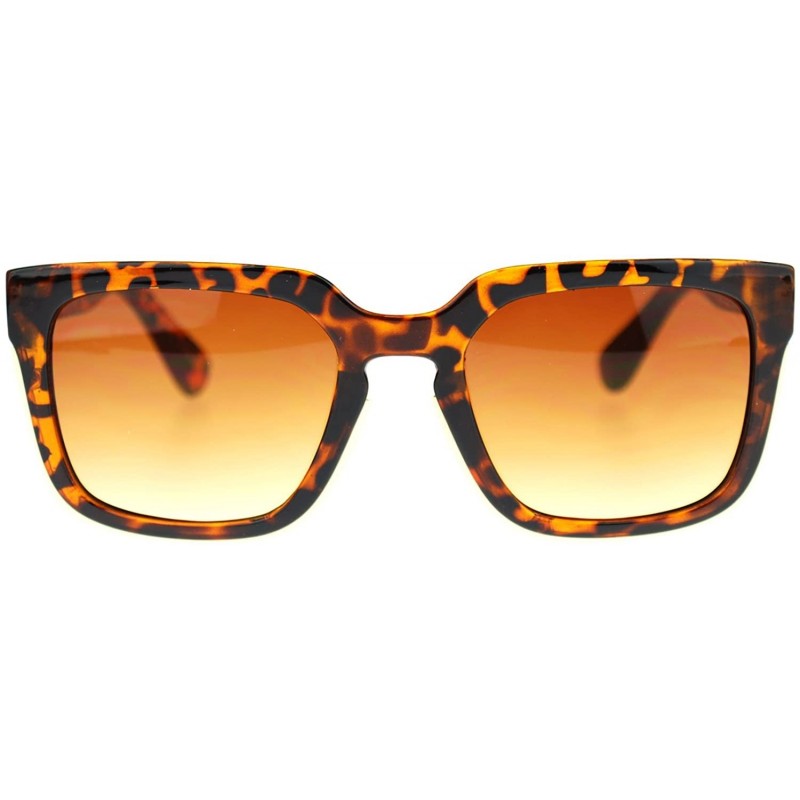 Rectangular Mens Squared Rectangular Horn Rim Luxury Fashion Keyhole Sunglasses - Tortoise Gold - CB11NYFZ89D $7.90