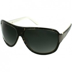 Wrap Handmade Retro Wraped Flat-Top Aviators Sunglasses HM206 - Black/Tan/White - CB118NFWYPF $51.31