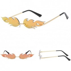 Rimless Vintage Style Oval Sunglasses Slim Rimless Geometric Retro Mirror Sun Glasses Women Unisex Eyeglasses - D - C2194GYMW...