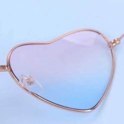 Oval 2pcs Heart Sunglasses Love Heart Fashion Eyewear Heart Sunglasses Glasses for Man Women Adult (Pink with Blue) - C9194W2...