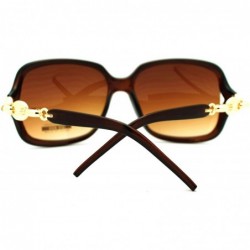 Square Luxurious Fashion Women's Sunglasses Oversized Square - Brown - CM186I4Q80A $9.37