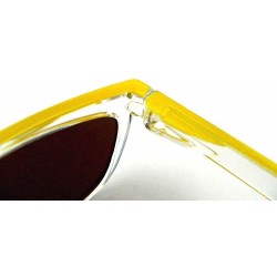 Wayfarer New Promotional Budget Wayfarer Retro Crystal 2-Tone Sunglasses - Flash Mirror Lens - Yellow - CZ11F4Y9NVB $11.53