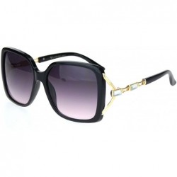 Oversized Womens Squared rectangle Rhinestone Jewel Butterfly Designer Sunglasses - Black Gold Gradient Pink - CV18MD5HQ02 $2...