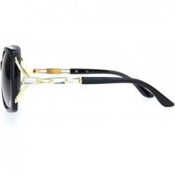 Oversized Womens Squared rectangle Rhinestone Jewel Butterfly Designer Sunglasses - Black Gold Gradient Pink - CV18MD5HQ02 $1...