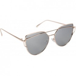 Aviator Cat Eye Sunglasses Polarized Cateye - Gold Frame/Mirror Titanium Lens - C018CZWNQRC $29.59