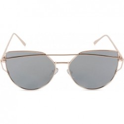 Aviator Cat Eye Sunglasses Polarized Cateye - Gold Frame/Mirror Titanium Lens - C018CZWNQRC $16.22