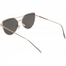 Aviator Cat Eye Sunglasses Polarized Cateye - Gold Frame/Mirror Titanium Lens - C018CZWNQRC $16.22