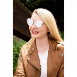 Aviator Cat Eye Sunglasses Polarized Cateye - Gold Frame/Mirror Titanium Lens - C018CZWNQRC $16.22