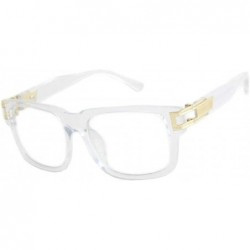 Oversized Gazelle Vandal Luxury Square Sunglasses w/Clear Lenses - Transparent & Gold Frame - CS18UULEMY6 $20.08