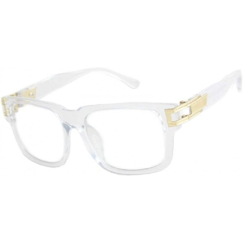 Oversized Gazelle Vandal Luxury Square Sunglasses w/Clear Lenses - Transparent & Gold Frame - CS18UULEMY6 $12.15