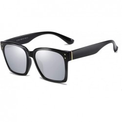 Oval Unisex Sunglasses Retro Black Drive Holiday Oval Polarized UV400 - Silver - C318R6XRWCL $9.42